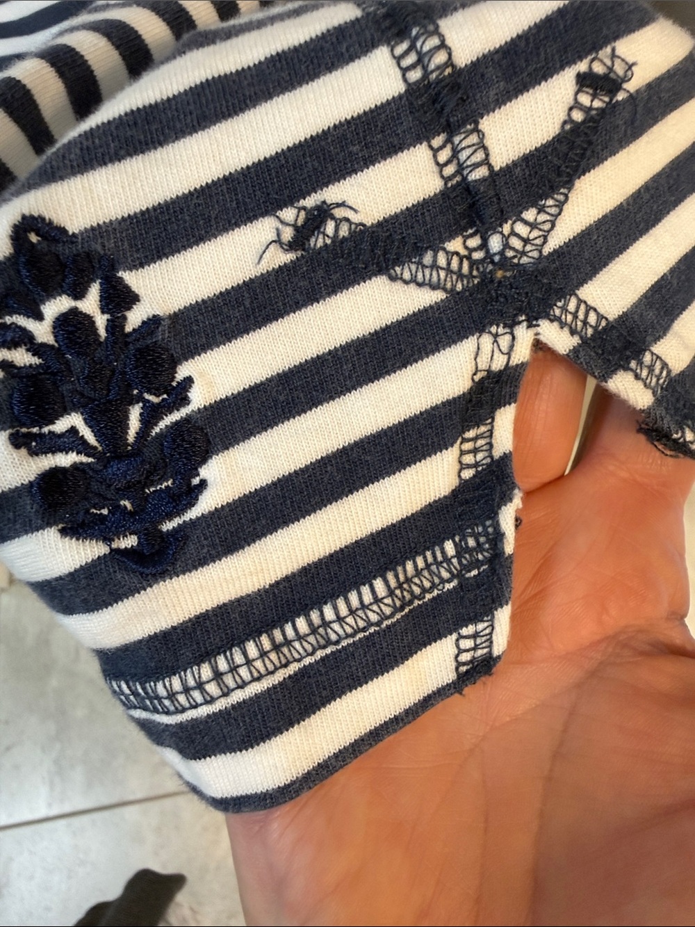 FP Movement by Free People Navy & White Striped Mock Neck Pullover - Picture 3 of 6